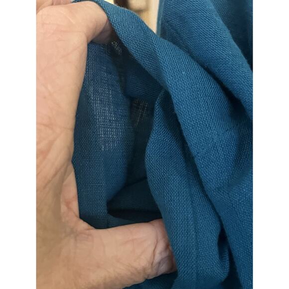 Soft Surroundings Bird Embroidered Midi Dress •M• Aztec Boho Kaftan Tassel Teal - Picture 11 of 13